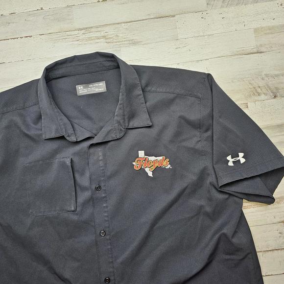 Under Armour Mens Black Heatgear Button Up Short Sleeve Shirt Size 2XL Floyds TX - Picture 2 of 6